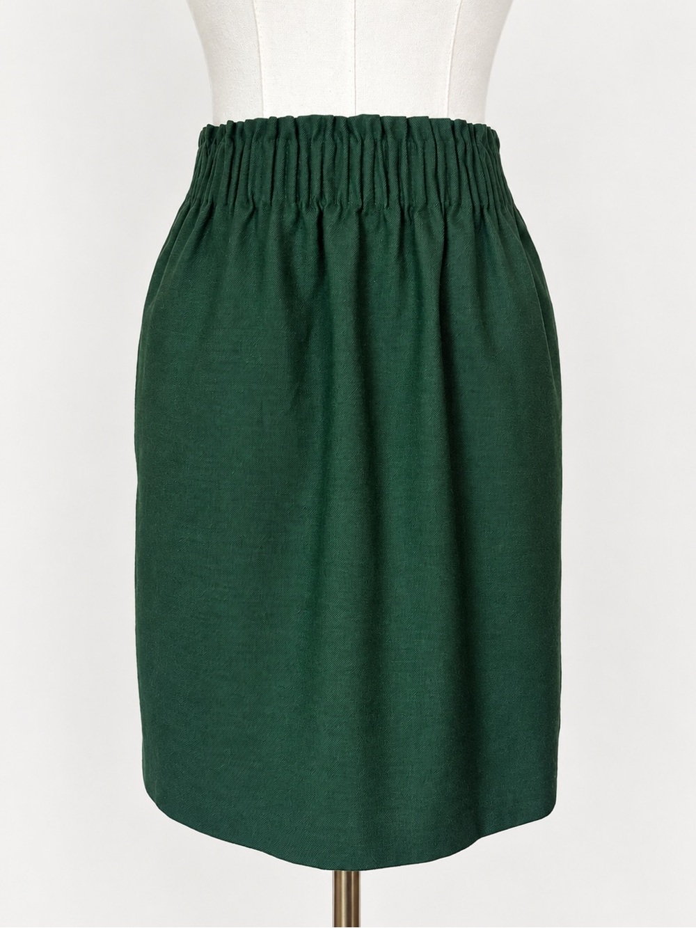 J.Crew Collection Green Wool Blend Pencil Skirt Size 0 Elastic Waist Pockets